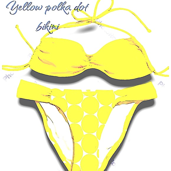Victoria’s secret yellow polka dot bikini like new! Size small too and bottom - Picture 1 of 5